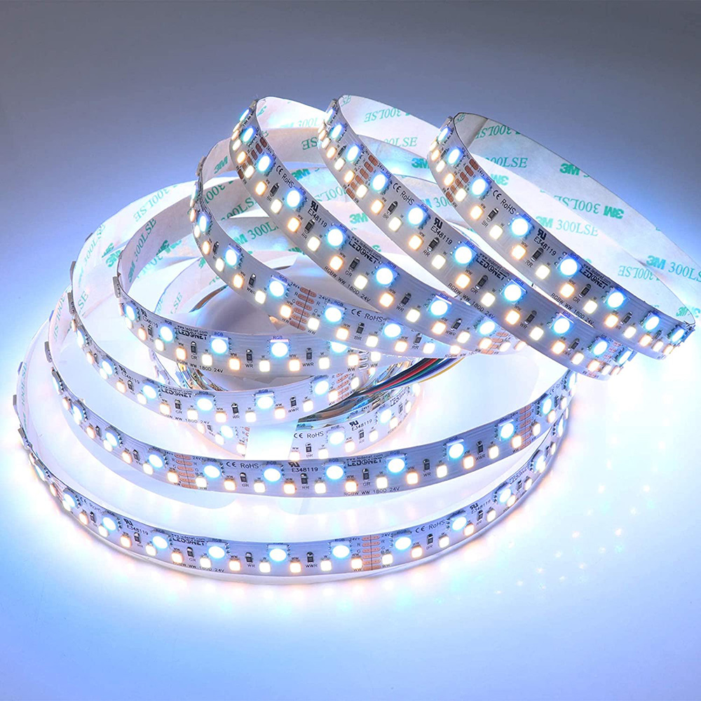 DC24V Color Changing RGBWW Dimmable 16.4Ft 900LEDs Dual Row Flexible LED Strip Light